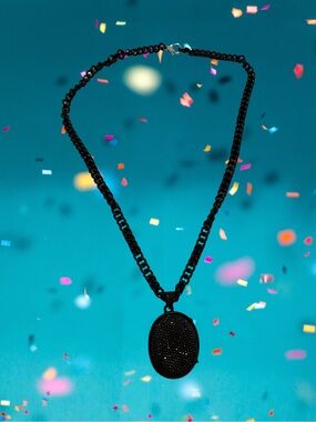 Hand Crafted Black Oval Pendant Necklace